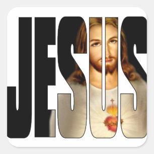 Jesus with His image in His Name Square Sticker