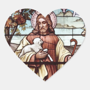 Jesus with His Sheep Heart Sticker