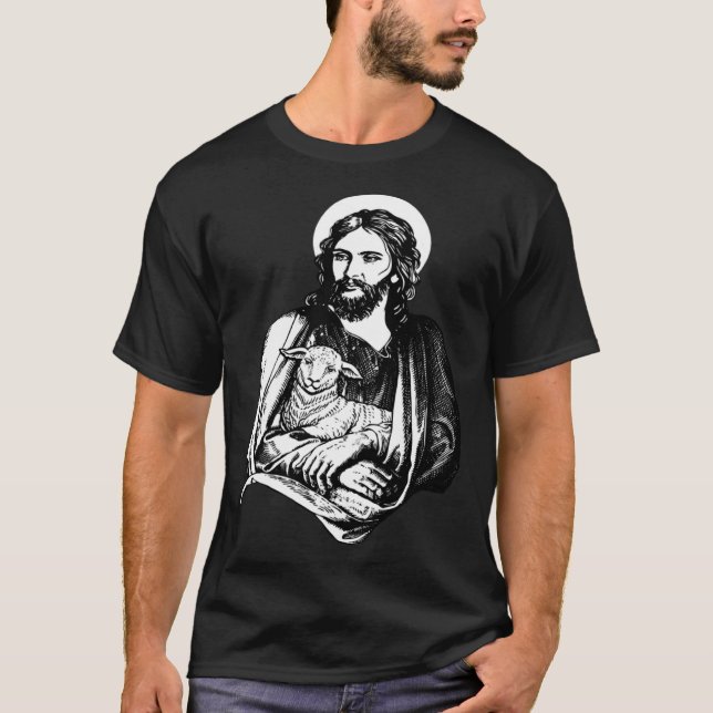 Jesus With Lamb Christian God T-Shirt (Front)