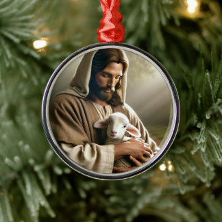 JESUS WITH LAMB CHRISTMAS ORNAMENT