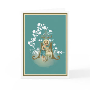 Jesus with Lamb Religious Elegant Vintage Card