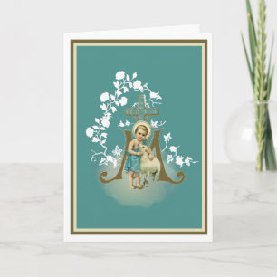 Jesus with Lamb Religious Elegant Vintage Card