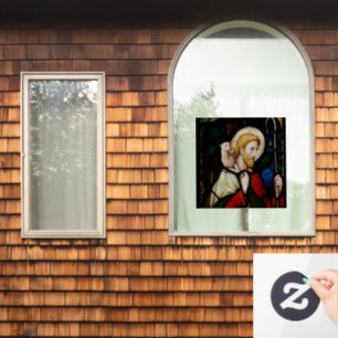 JESUS with Lamb STAINED GLASS WINDOW CLING