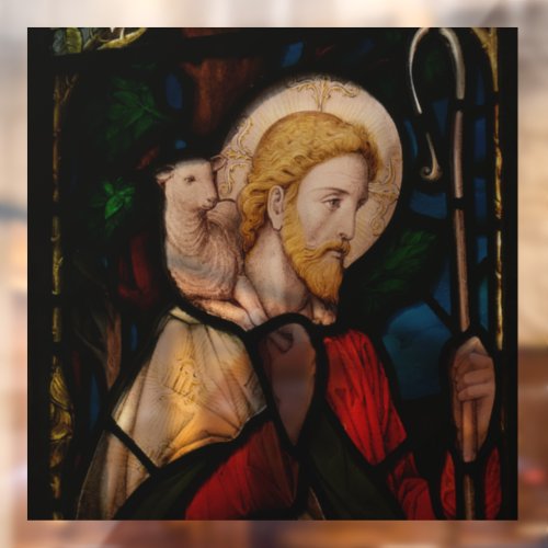 JESUS with Lamb STAINED GLASS WINDOW CLING