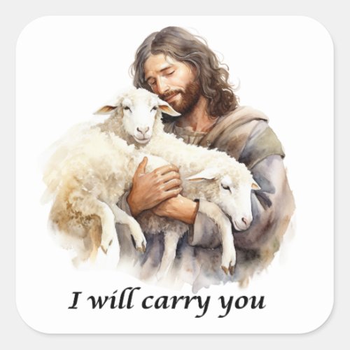 Jesus with lambs sheet of 6 large stickers