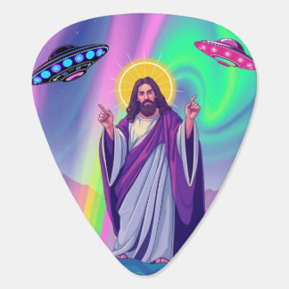 Jesus with Northern Lights, UFOs, Rainbows, Guitar Pick