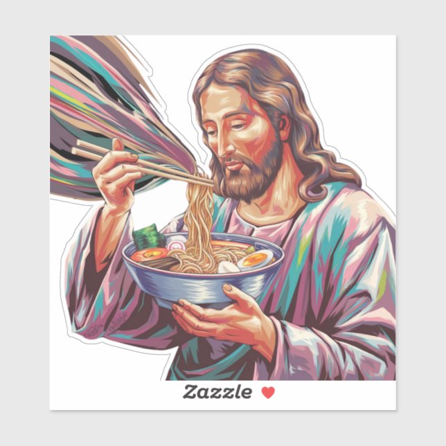 Jesus With Ramen Bowl  Sticker (Sheet)