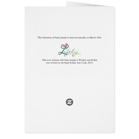 Jesus with St Joseph as Worker & Father Blank Card (Back)