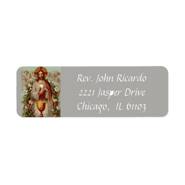 Jesus with the Eucharist & Chalice Label (Front)