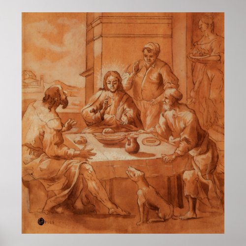 Jesus with Two Disciples at the Table Poster