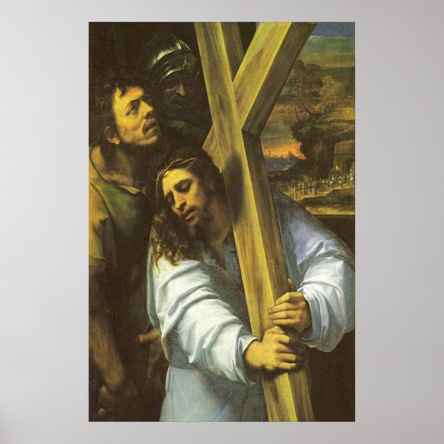 Jesus with wood cross poster (Front)