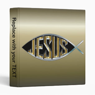 Jesus within a Fish Symbol 3 Ring Binder