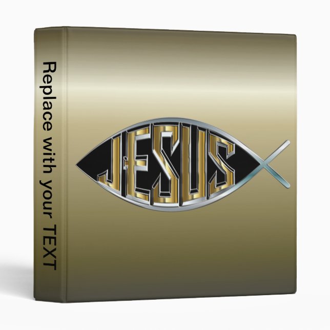 Jesus within a Fish Symbol 3 Ring Binder (Front/Spine)