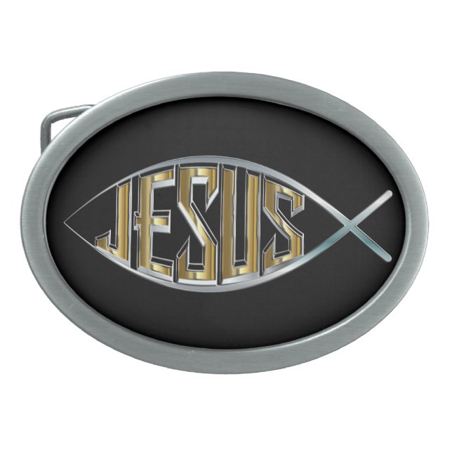 Jesus within a Fish Symbol Belt Buckle (Front)