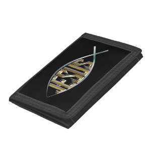 Jesus within a Fish Symbol Trifold Wallet