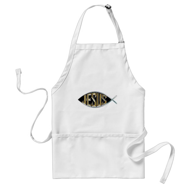 Jesus within a Fish Symbol Zazzle HEART Apron (Front)