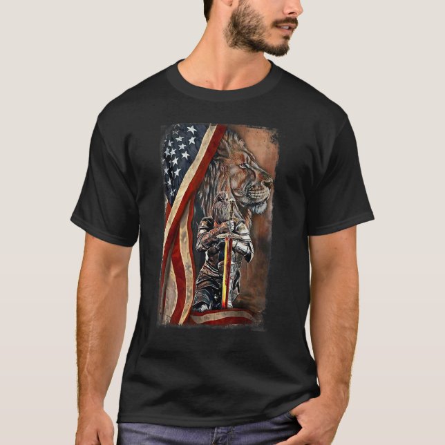 Jesus Woman Warrior Christian Lion God Judah Ameri T-Shirt (Front)