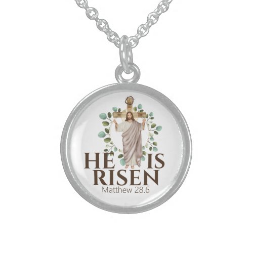 Jesus wooden cross he is risen catholic gift box sterling silver necklace