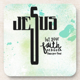 Jesus Word Art Beverage Coaster