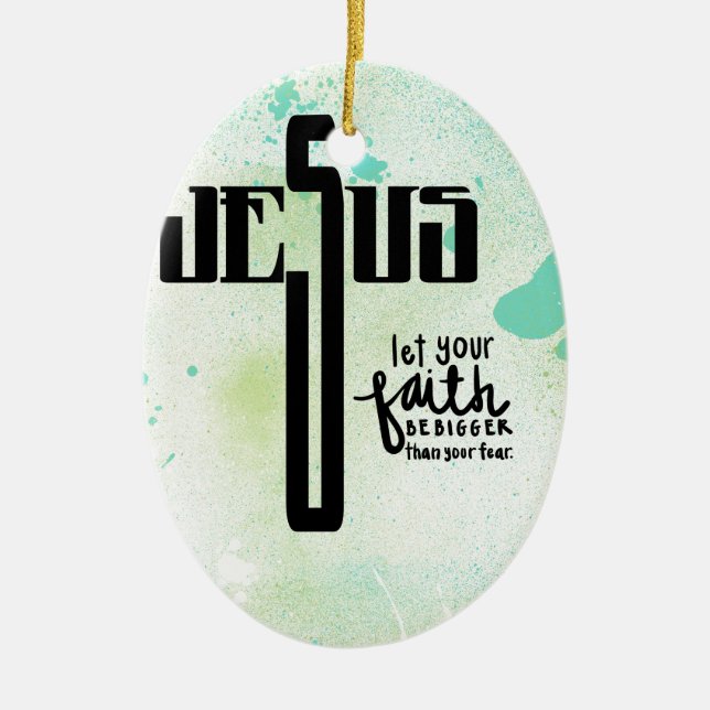 Jesus Word Art Ceramic Ornament (Front)