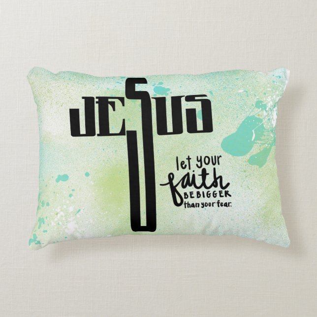 Jesus Word Art Decorative Pillow (Front)