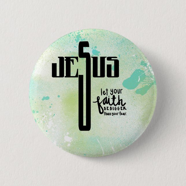 Jesus Word Art Pinback Button (Front)