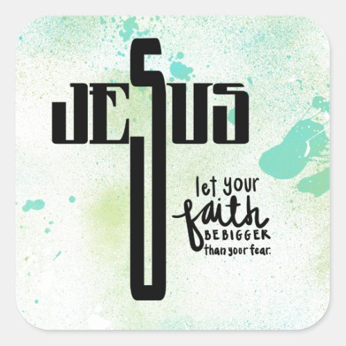 Jesus Word Art Square Sticker