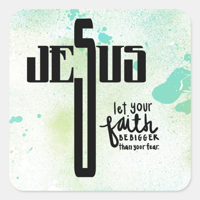 Jesus Word Art Square Sticker (Front)