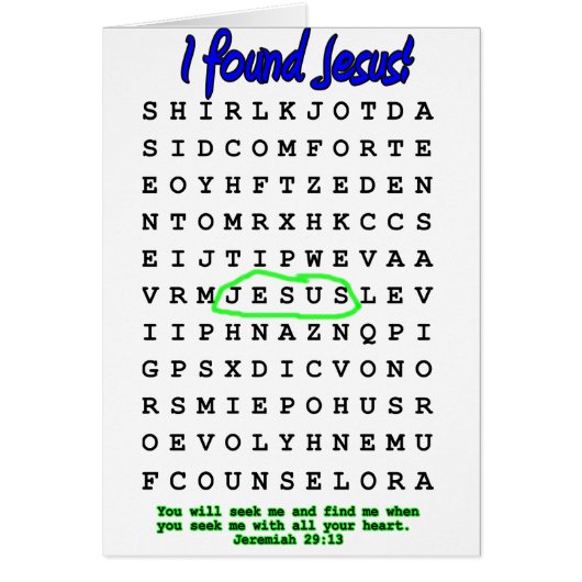 Jesus Word Search Puzzle Cards (Front)