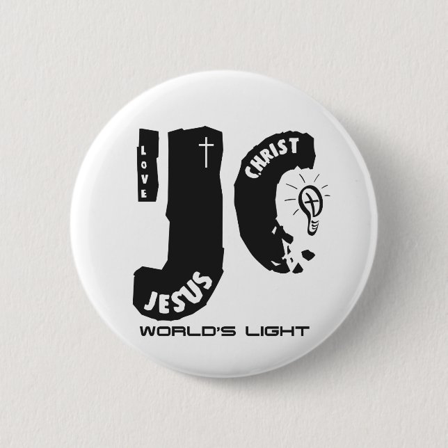 Jesus world's light pinback button (Front)