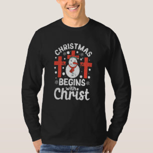 Jesus Xmas Pajamas Christian Christmas Begins With T-Shirt