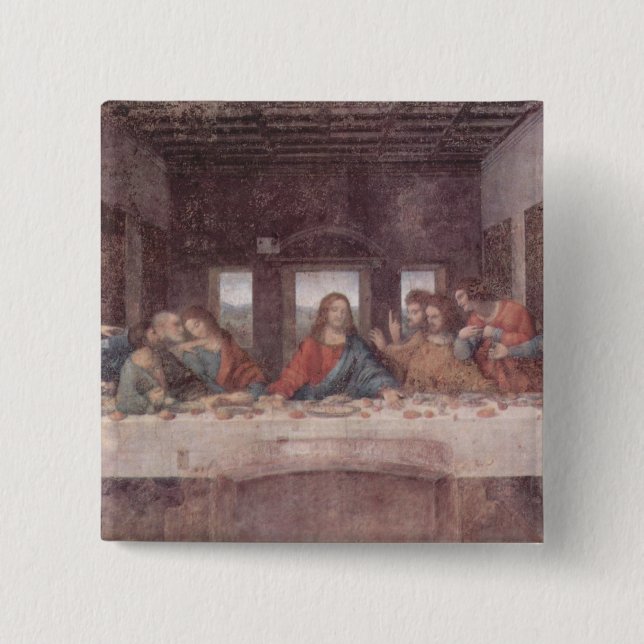 Jesus "Yeshua" The Last Supper, Leonardo da Vinci Button (Front)