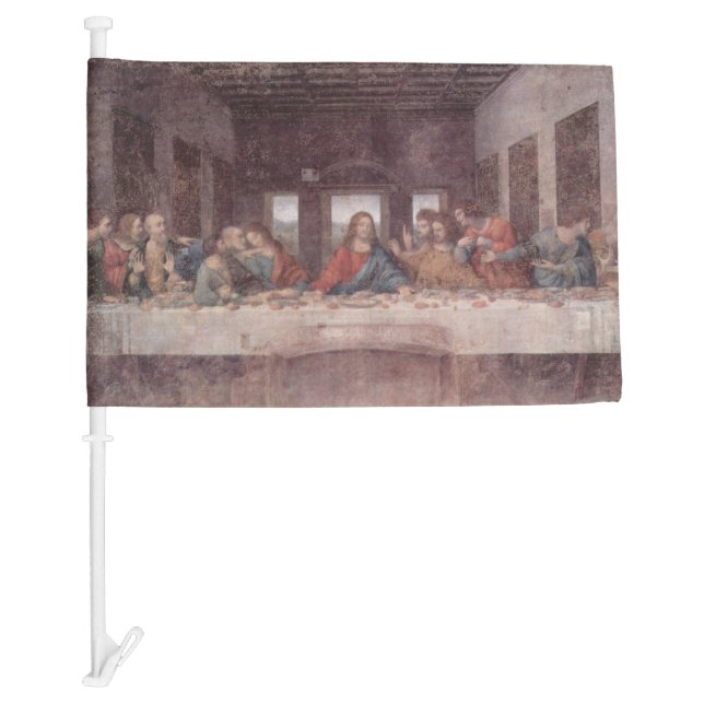 Jesus "Yeshua" The Last Supper, Leonardo da Vinci Car Flag (Front)
