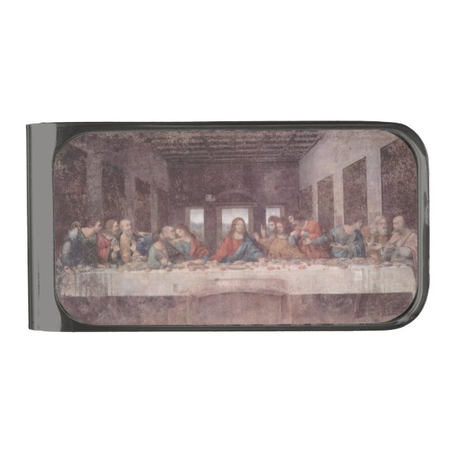 Jesus "Yeshua" The Last Supper, Leonardo da Vinci Gunmetal Finish Money Clip (Front)