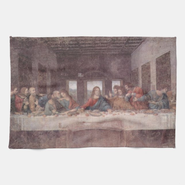 Jesus "Yeshua" The Last Supper, Leonardo da Vinci Kitchen Towel (Horizontal)