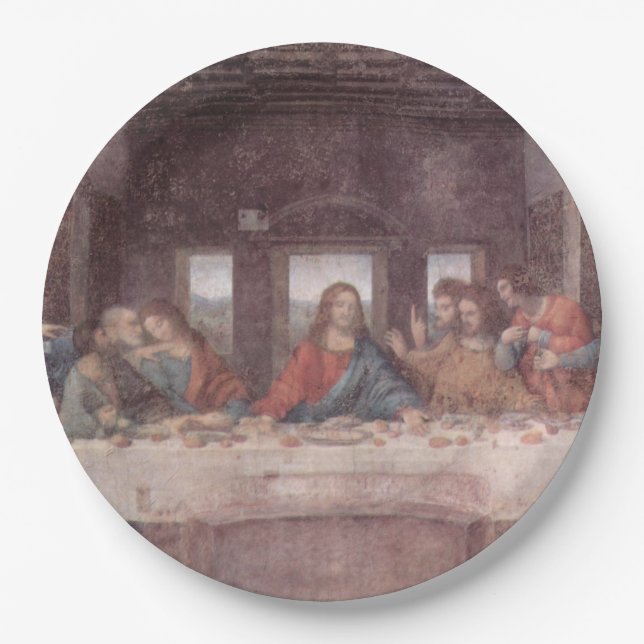 Jesus "Yeshua" The Last Supper, Leonardo da Vinci Paper Plates (Front)