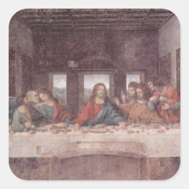 Jesus "Yeshua" The Last Supper, Leonardo da Vinci Square Sticker (Front)