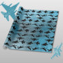 Jet Aircraft Black Blue Military watercolor Wrapping Paper