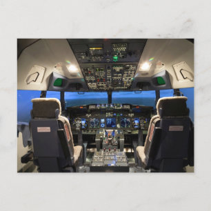 Jet aircraft cockpit  postcard