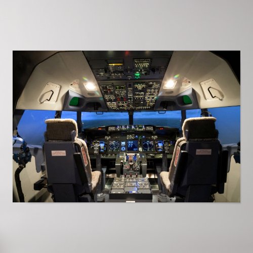 Jet aircraft cockpit poster