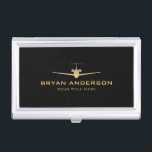 Jet Airplane Business Card Case<br><div class="desc">Business Card Case with an image of classy gold color jet airplane.</div>