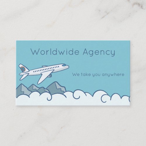 Jet Airplane Clouds and Mountains with Blue Sky Business Card