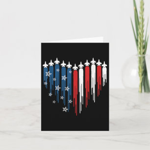 Jet Airplane Heart Red White Blue American Flag 4t Card