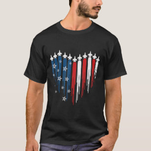Jet Airplane Heart Red White Blue American Flag 4t T-Shirt