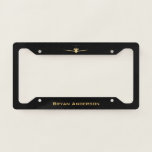 Jet-Airplane Licence Plate Frame<br><div class="desc">Classy Licence Plate Frame with gold color Jet-Airplane and your name.</div>
