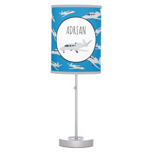 Jet Airplane Pattern Custom Name  Table Lamp