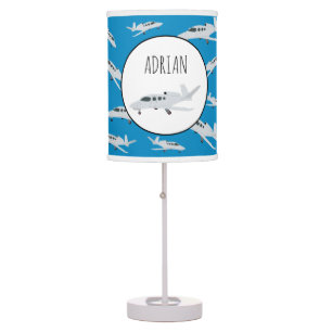 Jet Airplane Pattern Custom Name  Table Lamp