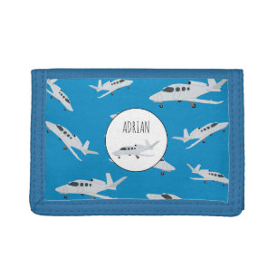 Jet Airplane Pattern Custom Name Trifold Wallet