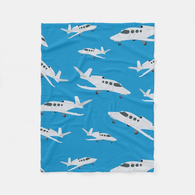 Jet Airplane Pattern Fleece Blanket (Front)