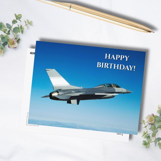 Jet Airplane photo, Cool Aviation Birthday Postcard (Creator Uploaded)